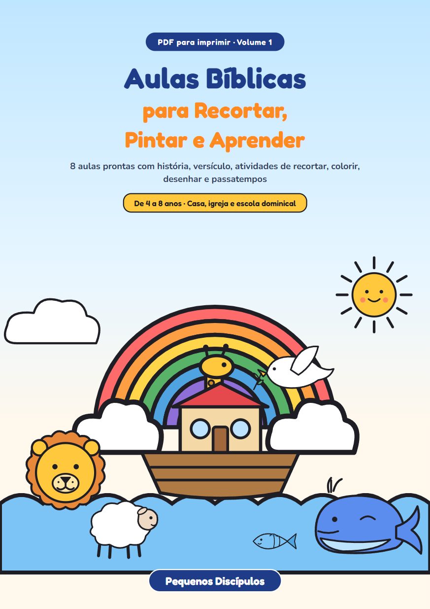 Capa do ebook Aulas Bíblicas para Recortar, Pintar e Aprender